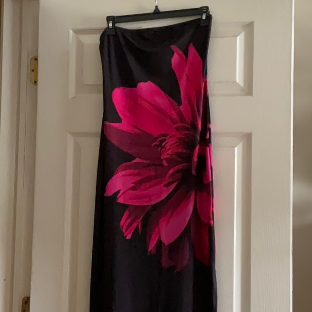SHEIN Black Maxi Dress with Pink Floral Design
